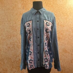 FREE PEOPLE Floral Button Down Shirt size S/M